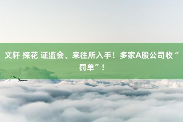 文轩 探花 证监会、来往所入手！多家A股公司收“罚单”！