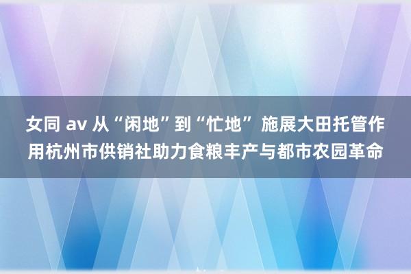 女同 av 从“闲地”到“忙地” 施展大田托管作用杭州市供销社助力食粮丰产与都市农园革命