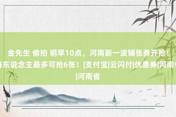 金先生 偷拍 明早10点，河南新一波铺张券开抢！每东说念主最多可抢6张！|支付宝|云闪付|优惠券|河南省